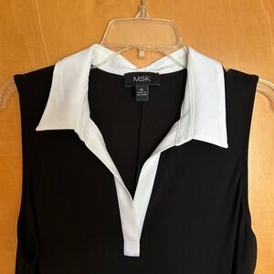 MSK Contrast Polo-Collar Sleeveless Shift Dress - NWT